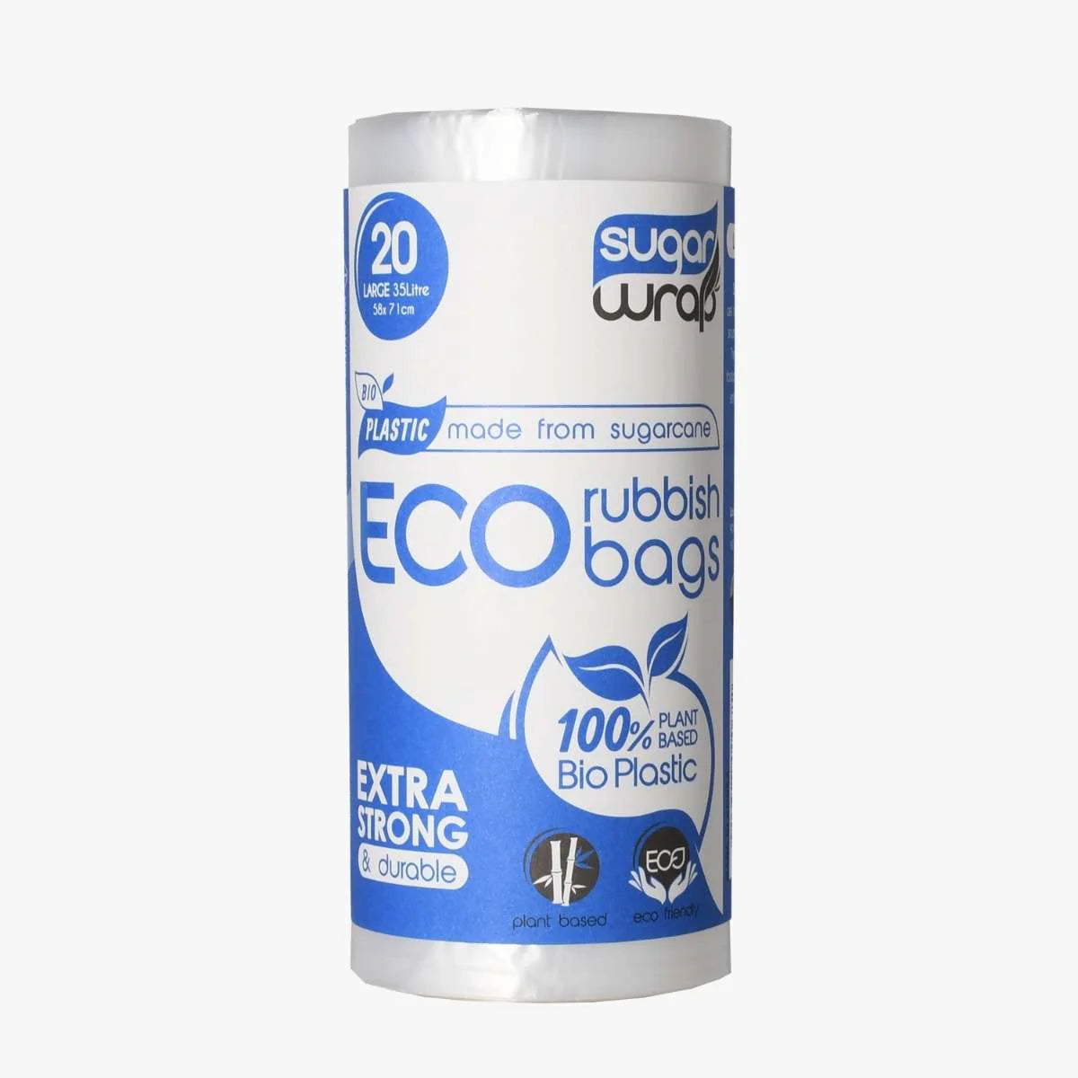 Sugarwrap Eco Rubbish Bags Made From Sugarcane Large 35L
