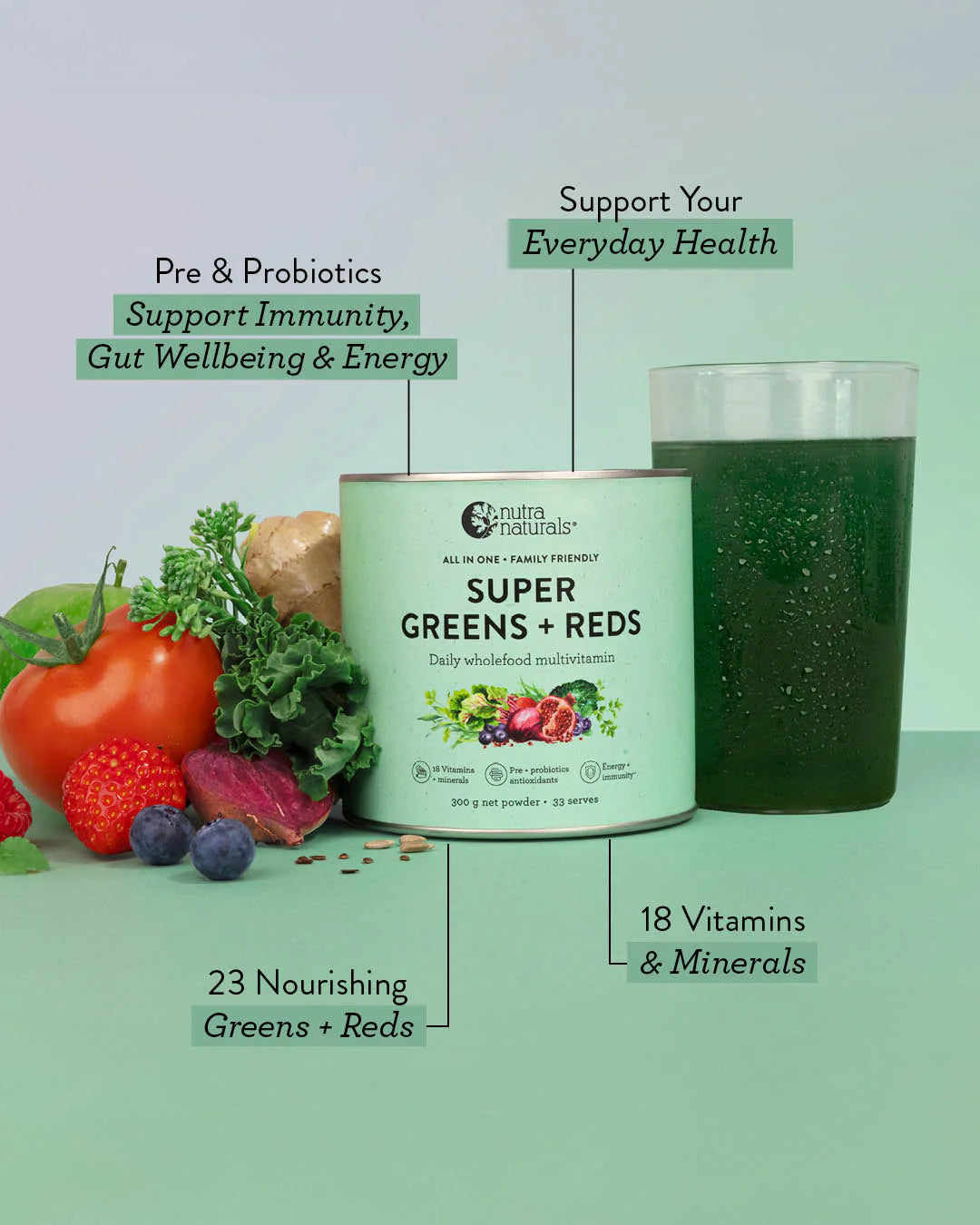 Nutra Organics Super Greens + Reds