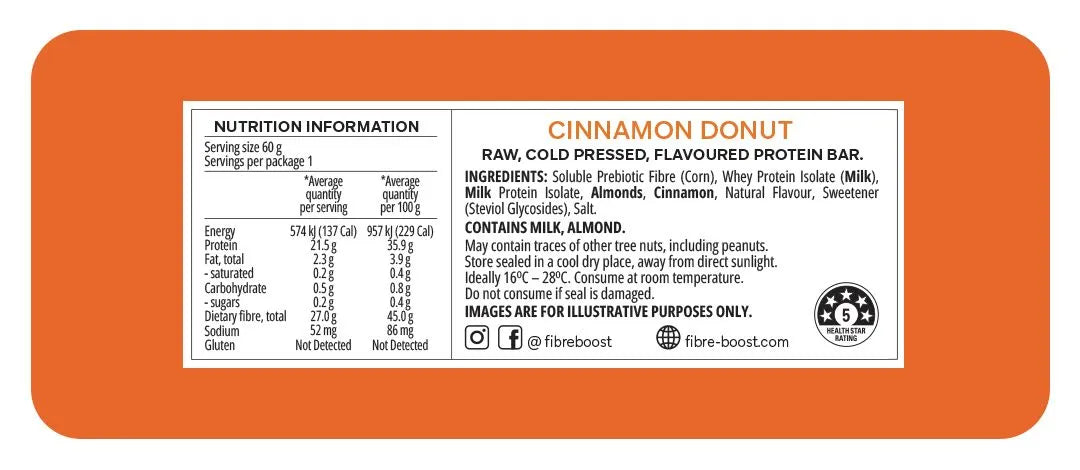 Fibre Boost Cinnamon Donut Protein Bar