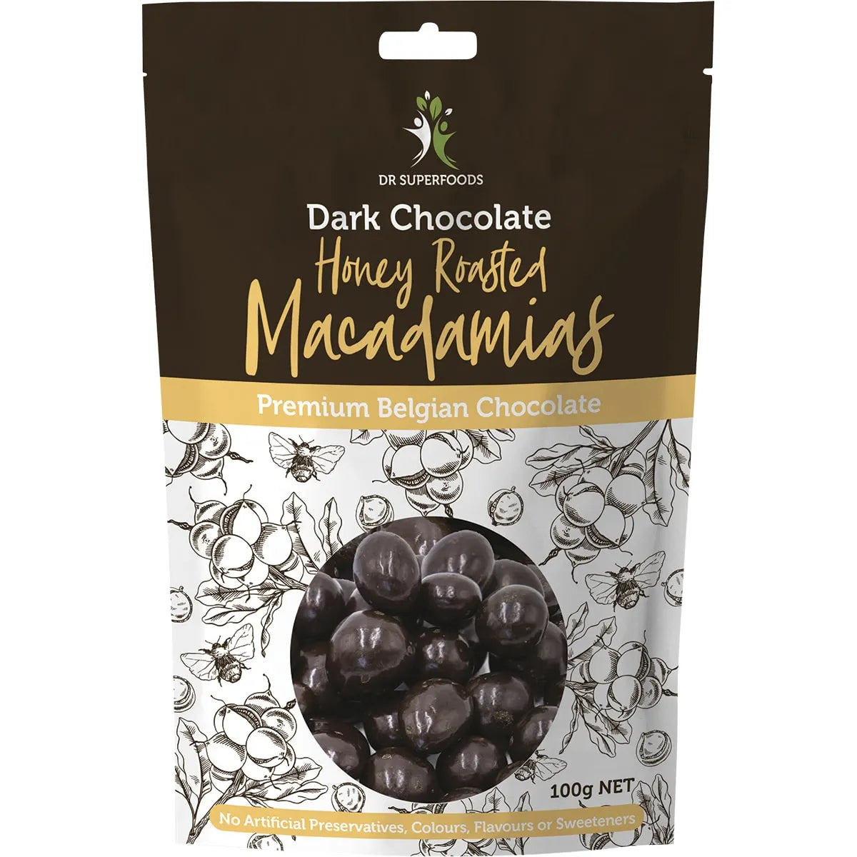 Dr Superfoods Honey Roasted Macadamias Dark Chocolate