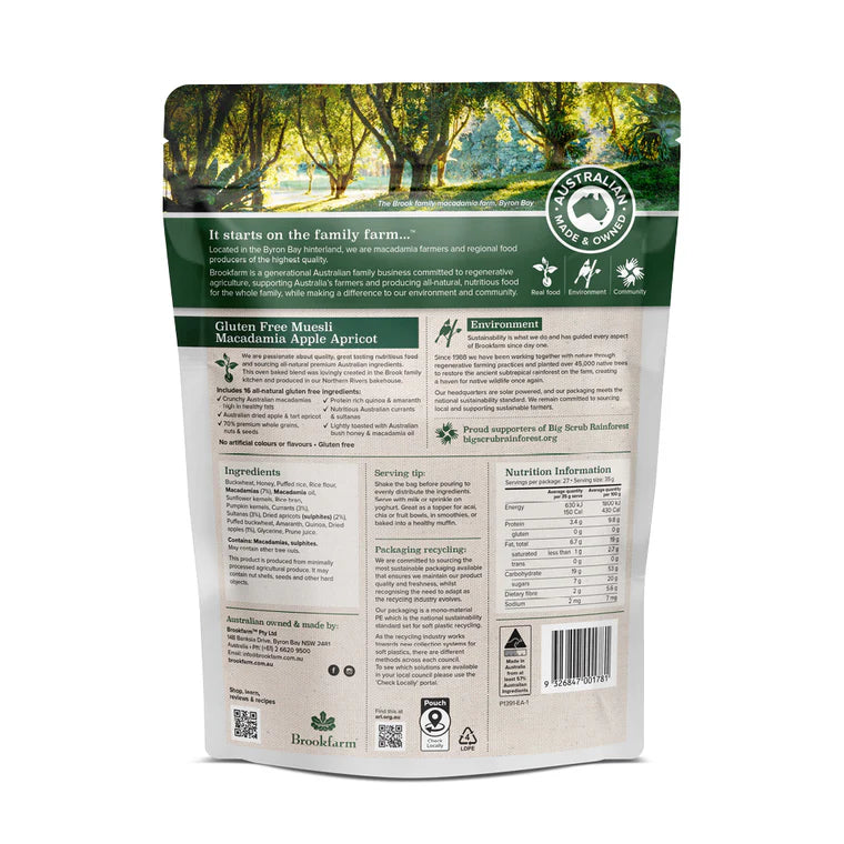 Brookfarm Gluten Free Apple Apricot Macadamia Muesli