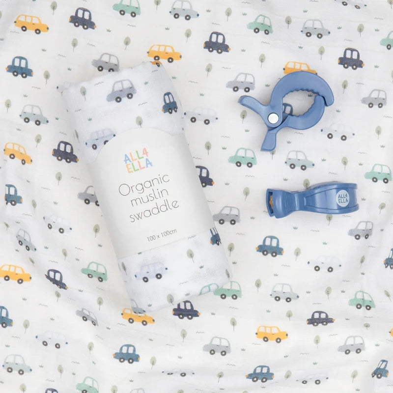 all4ella Muslin & 2 Pram Peg Gift Set