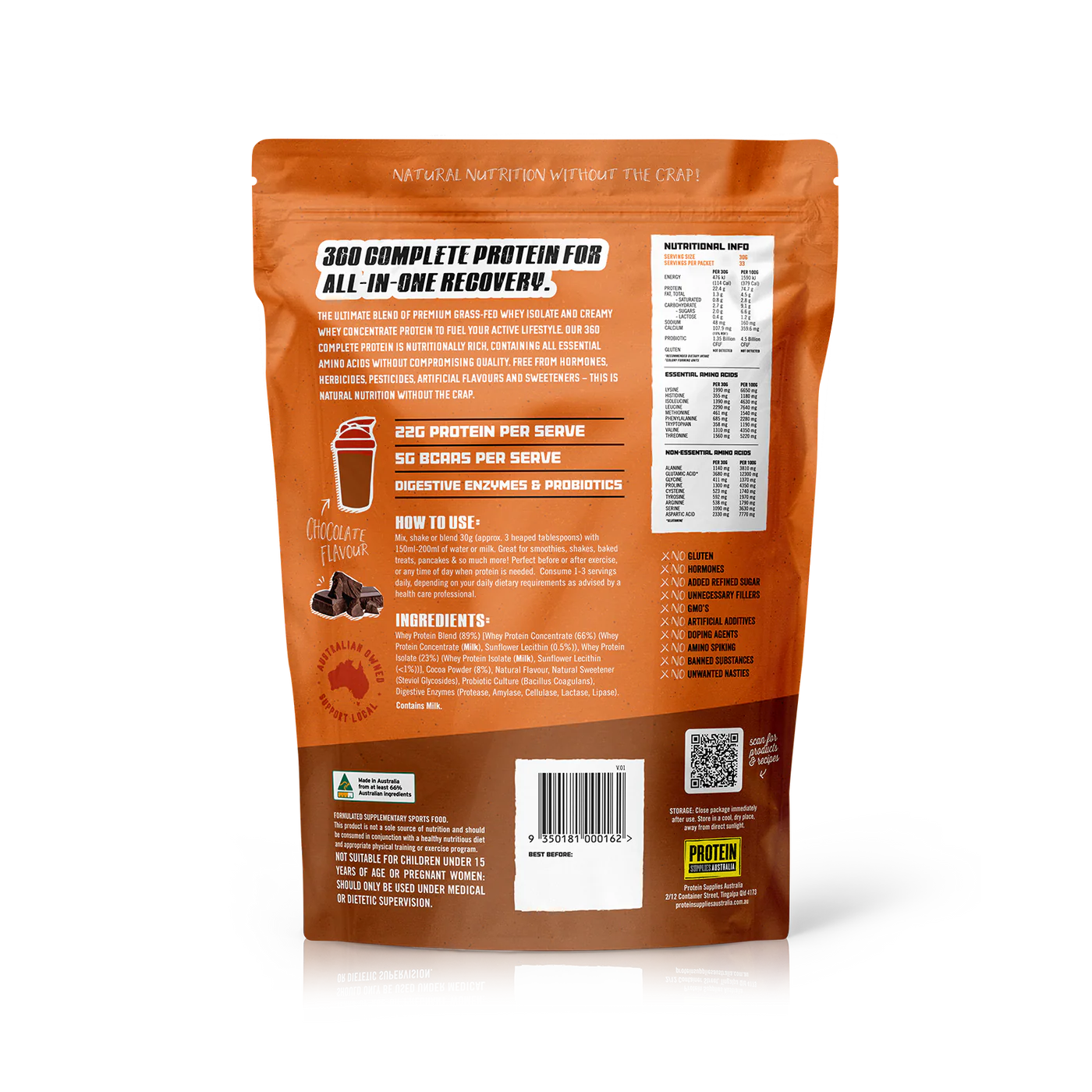 Protein Supplies Aust. 360Whey (WPI+WPC Combo) Chocolate