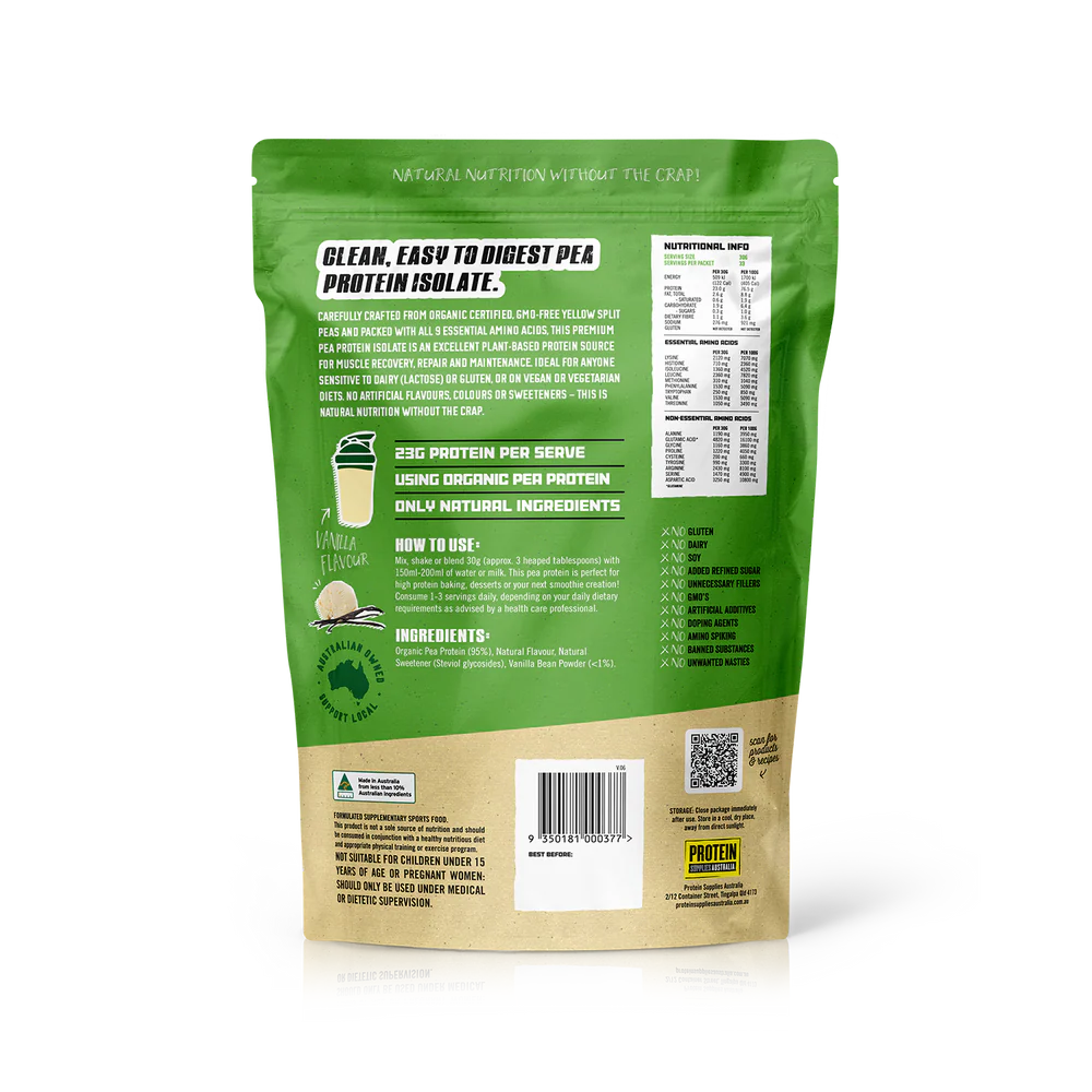 Protein Supplies Aust. Peapro (Raw Pea Protein) Vanilla Bean