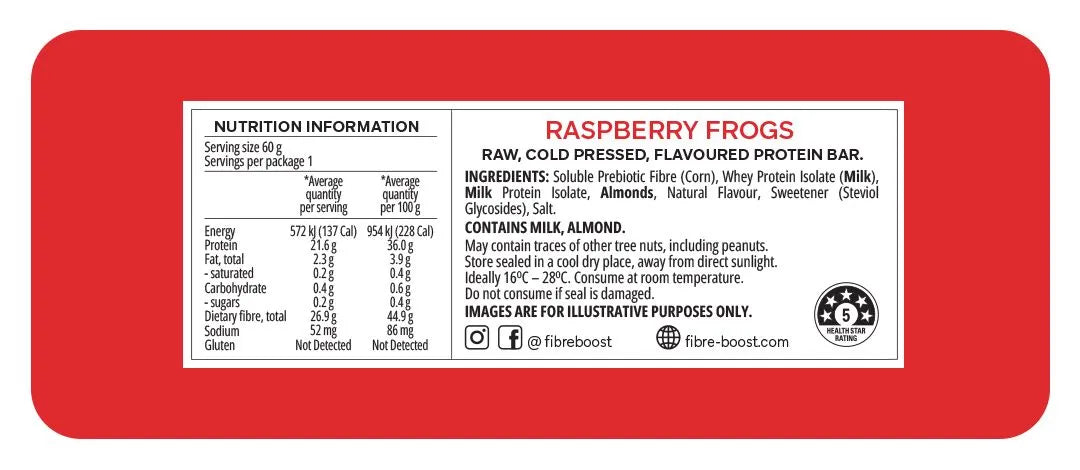 Fibre Boost Raspberry Frogs Protein Bar