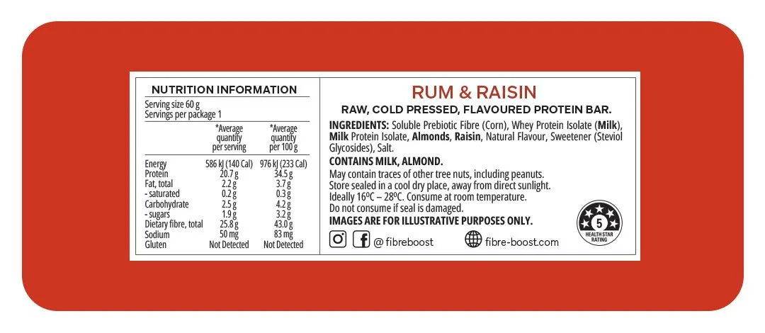 Fibre Boost Rum & Raisin Protein Bar