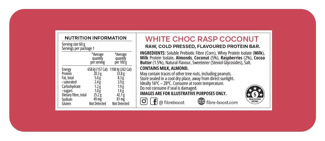 Fibre Boost White Chocolate Raspberry Protein Bar
