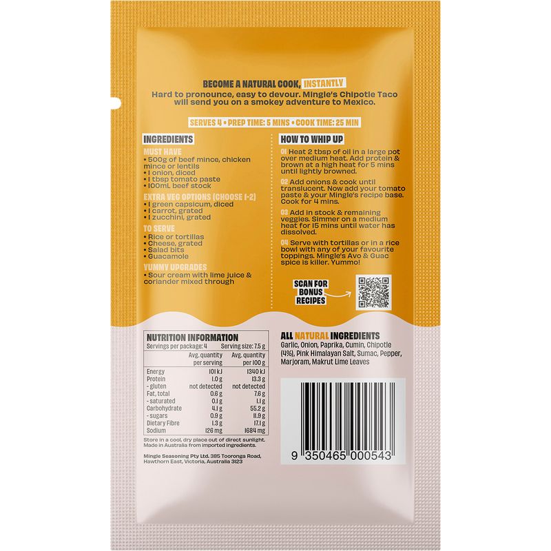 Mingle Natural Seasoning Blend Mild Chipotle Taco