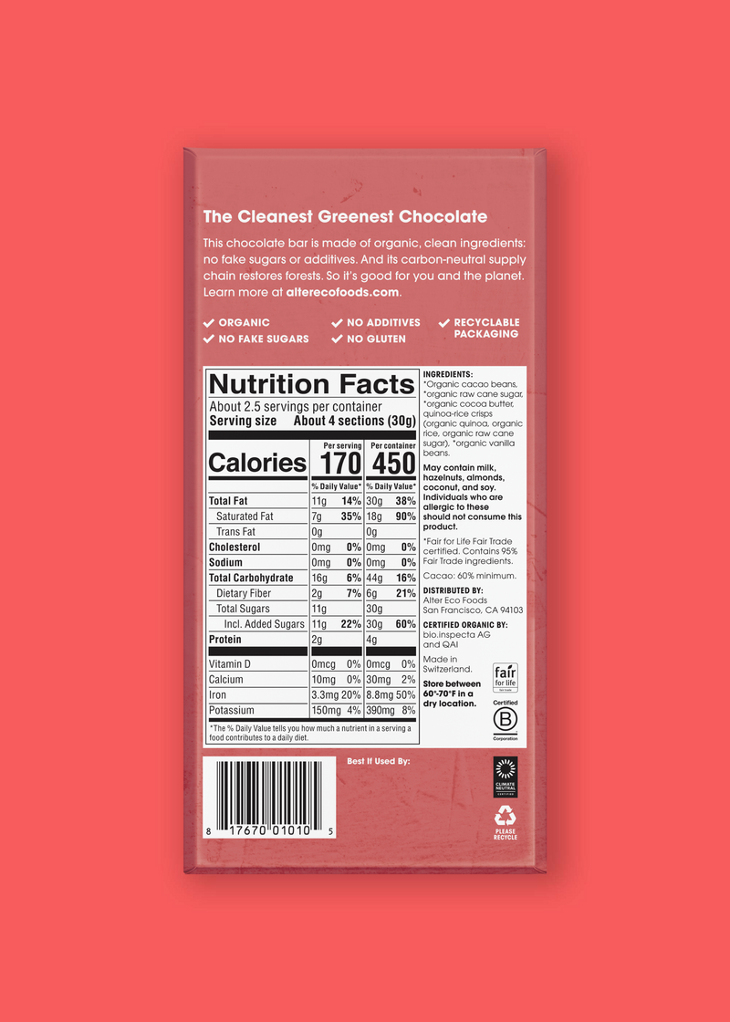 Alter Eco Organic Quinoa Crunch (60%) Chocolate