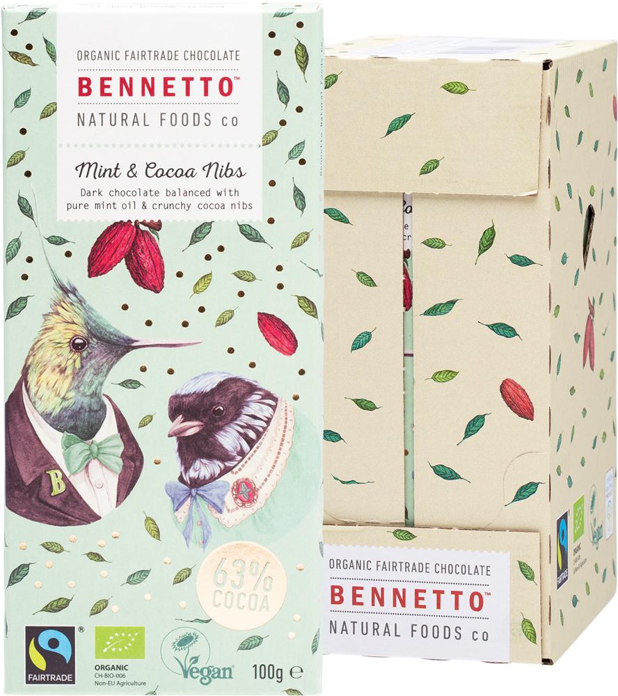 BENNETTO Organic Dark Chocolate Mint & Cocoa Nibs
