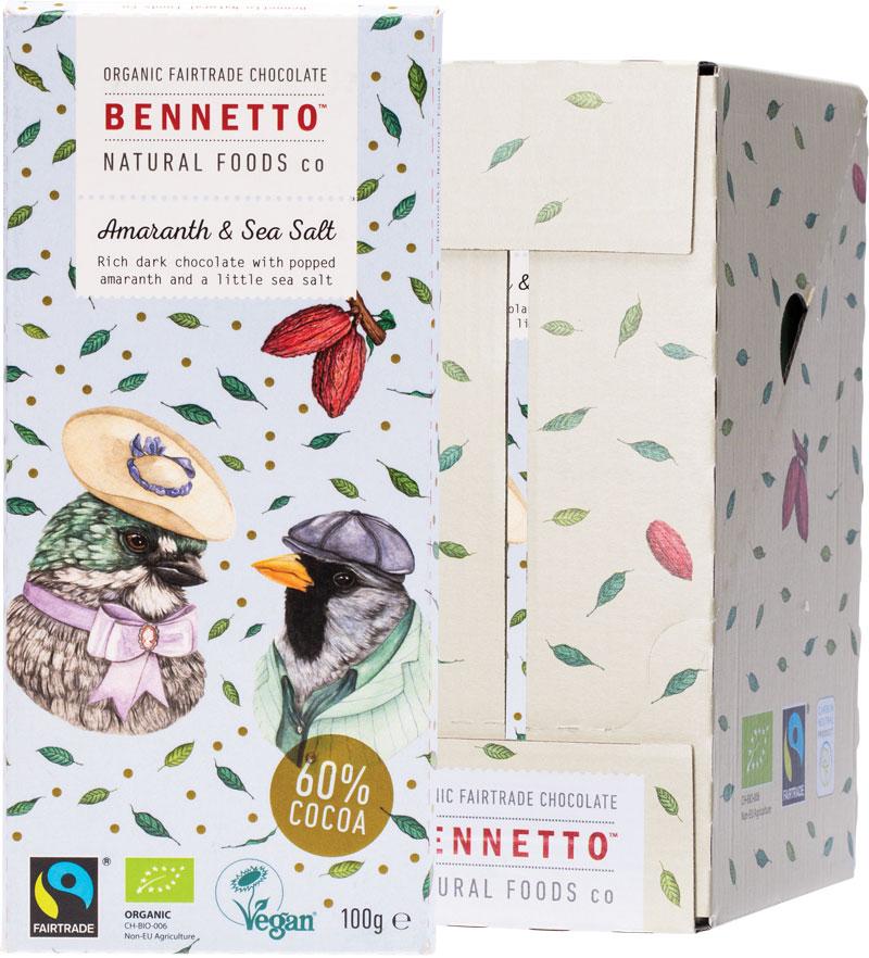 Bennetto Organic Dark Chocolate Amaranth & Sea Salt