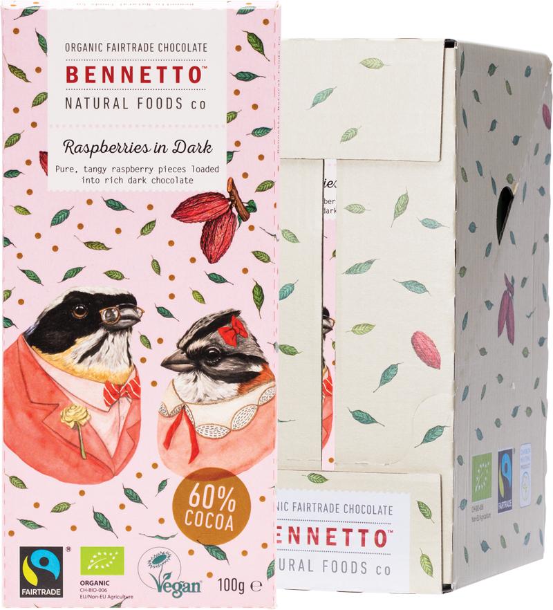 BENNETTO Organic Dark Chocolate Raspberries In Dark