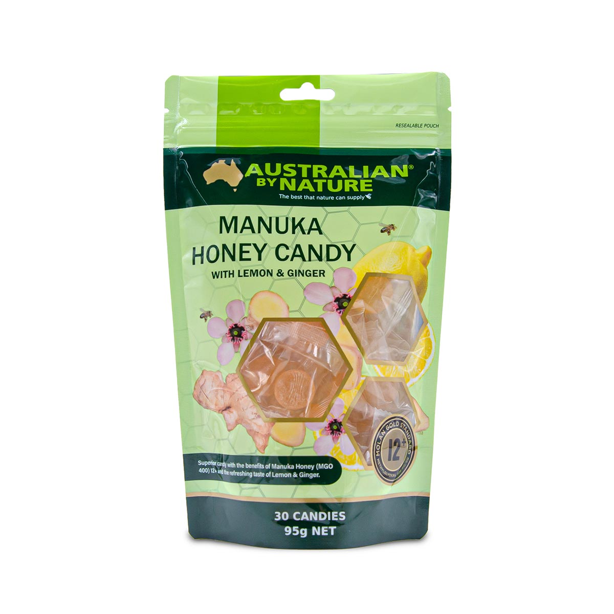 Australian By Nature Manuka Honey Candy 12+ (MGO 400) with Lemon & Ginger