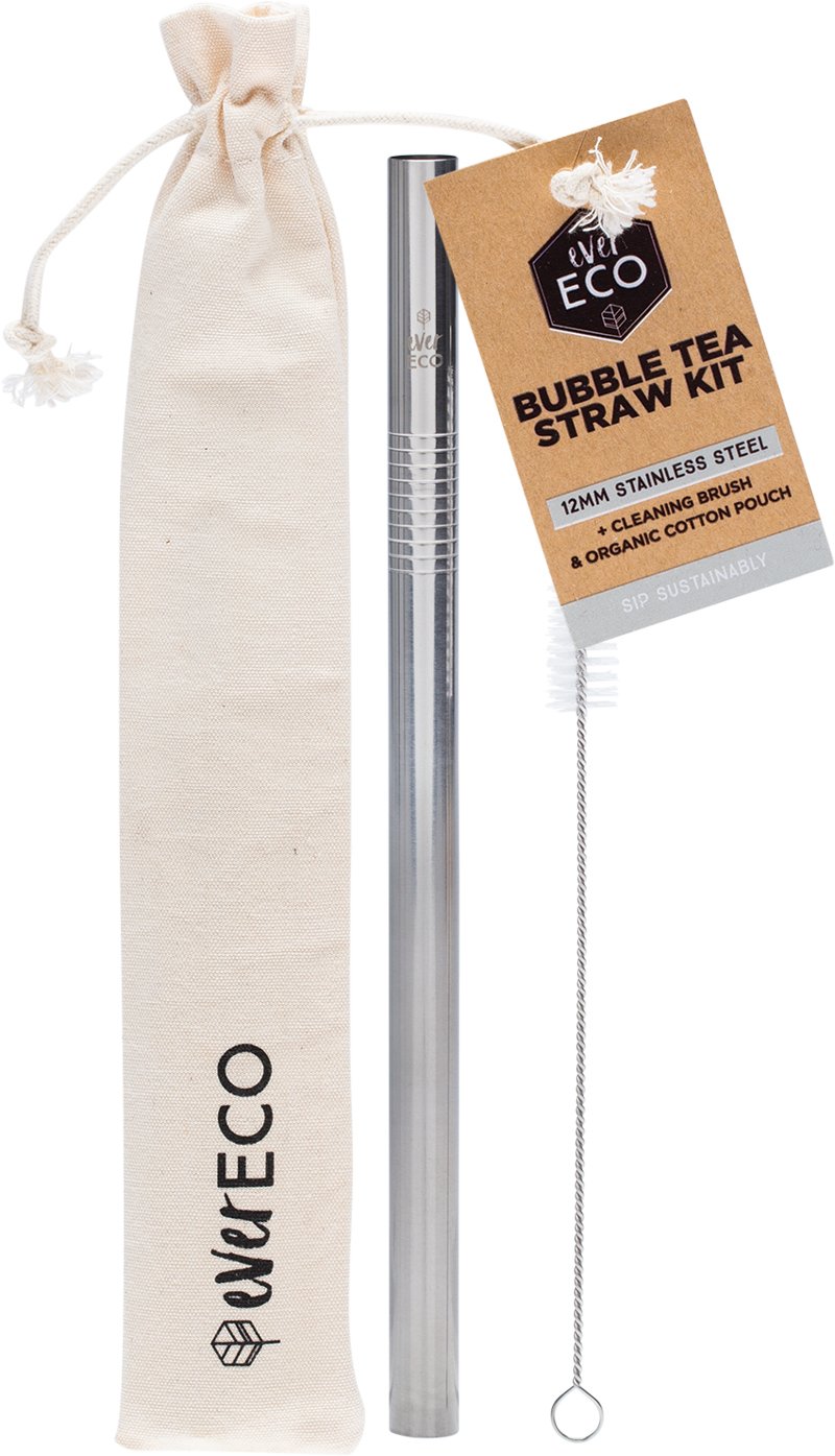 Ever Eco Bubble Tea Straw Kit Straight Stainless Steel