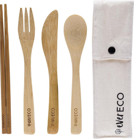 Ever Eco Bamboo Cutlery Set With Chopsticks Ever Eco Bamboo Cutlery Set With Chopsticks