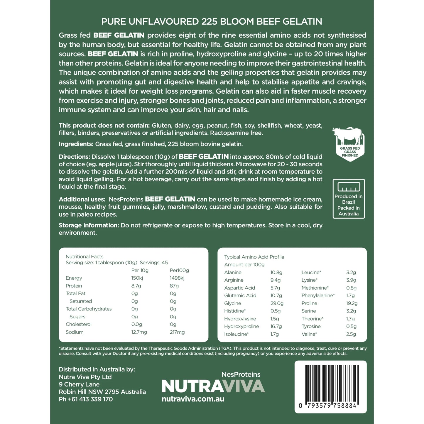 NutraViva Grass Fed Gelatin