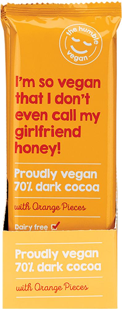 THE HUMBLE VEGAN 70% Dark Cocoa With Orange Pieces