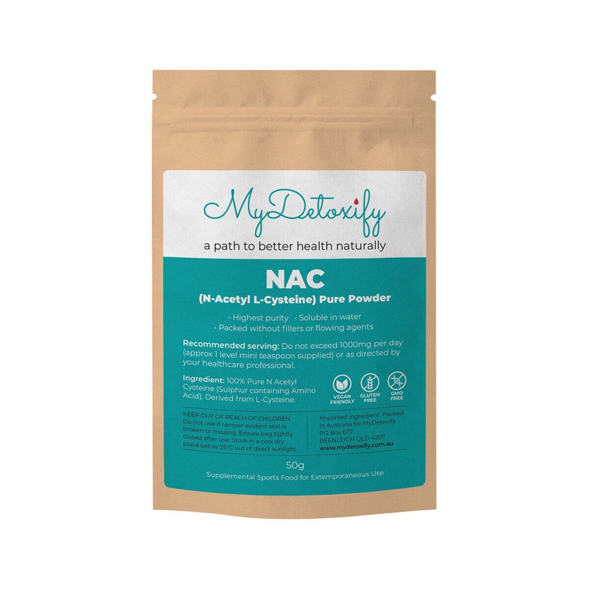 MyDetoxify NAC (N-Acetyl L-Cysteine) Pure Powder