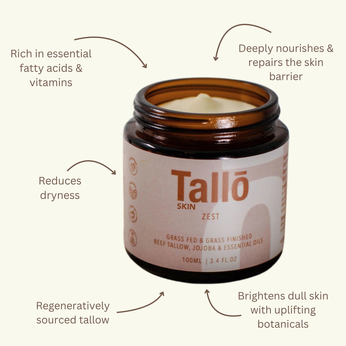 Tallo Skin Grass Fed Tallow – Zest