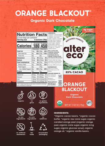 Alter Eco Chocolate Organic Dark Orange Blackout