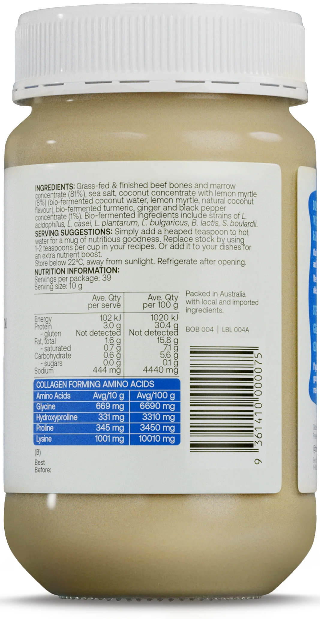Best of the Bone Probiotic Bone Broth Coconut Lemon