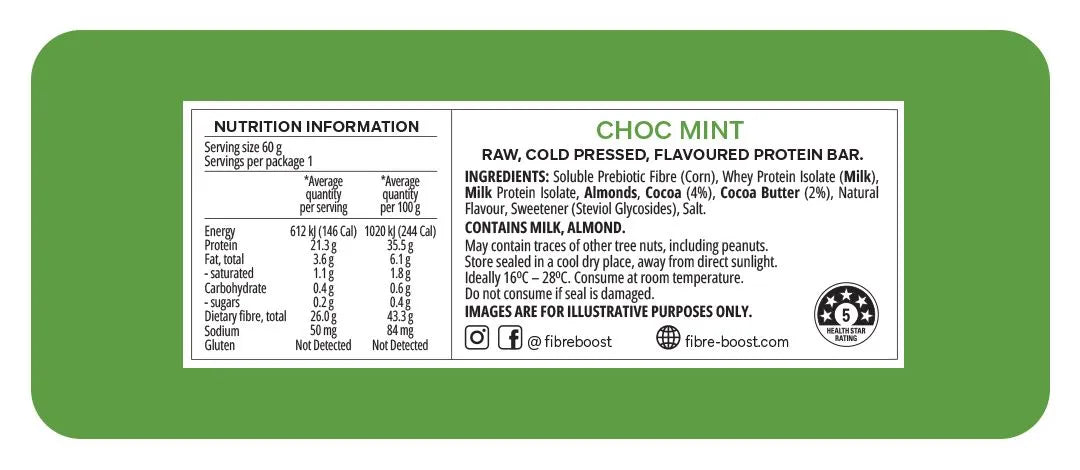 Fibre Boost Choc Mint Protein Bar