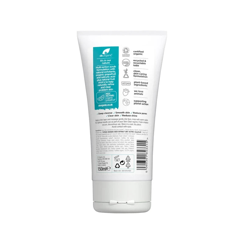 Dr Organic Exfoliating Face Scrub Skin Clear Tea Tree