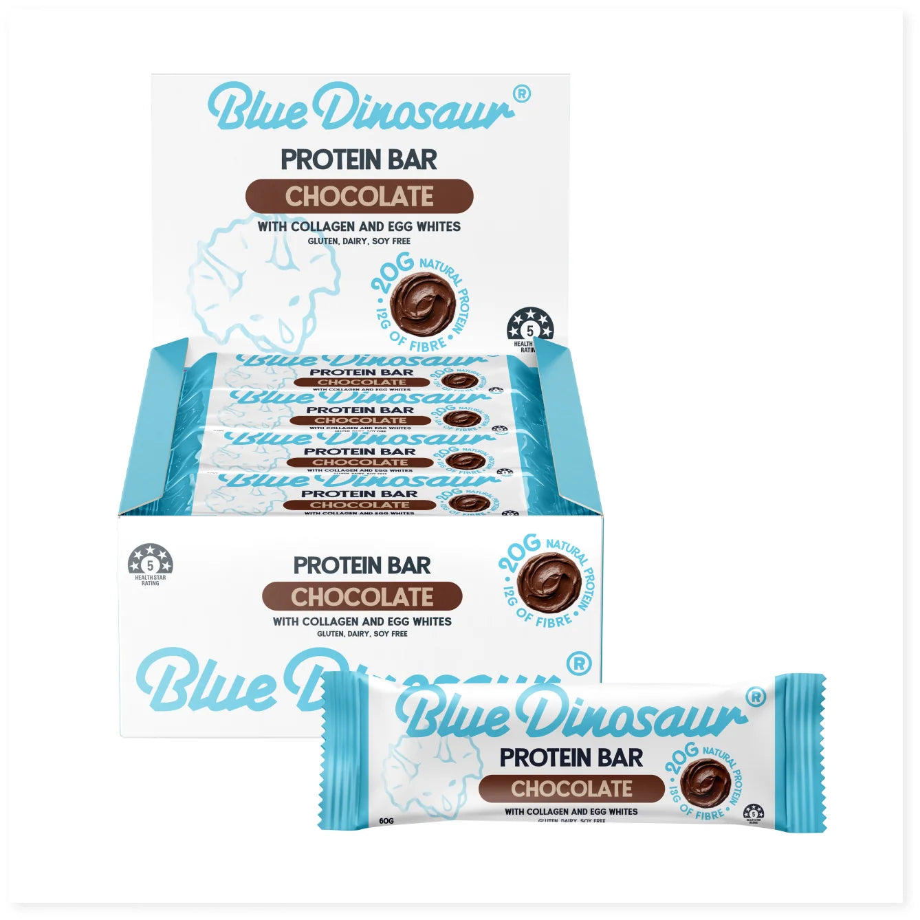 Blue Dinosaur Chocolate Protein Bar