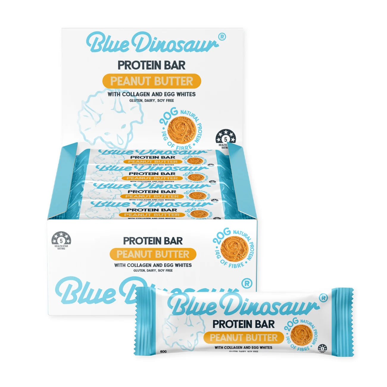 Blue Dinosaur Protein Bar Peanut Butter