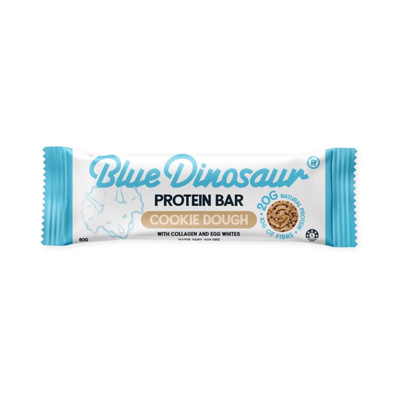 Blue Dinosaur Protein Cookie Dough Bar