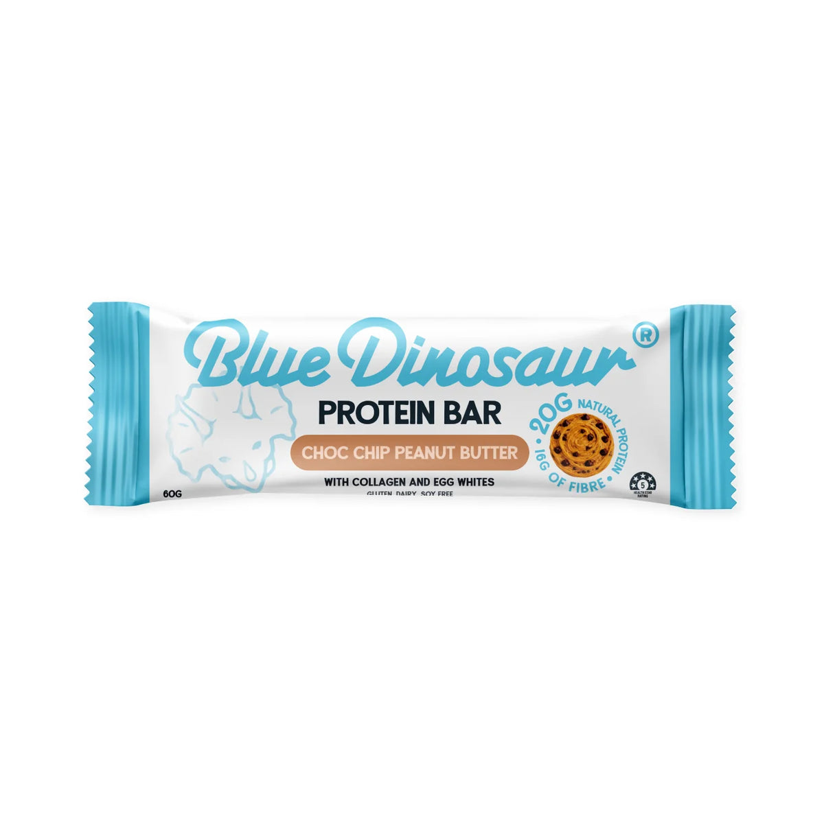 Blue Dinosaur Choc Chip Peanut Butter Protein Bar