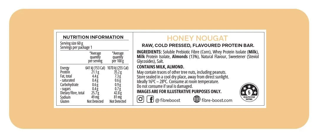 Fibre Boost Honey Nougat Protein Bar