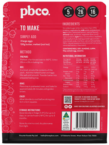 PBCo Raspberry & White Choc Blondie Low Carb