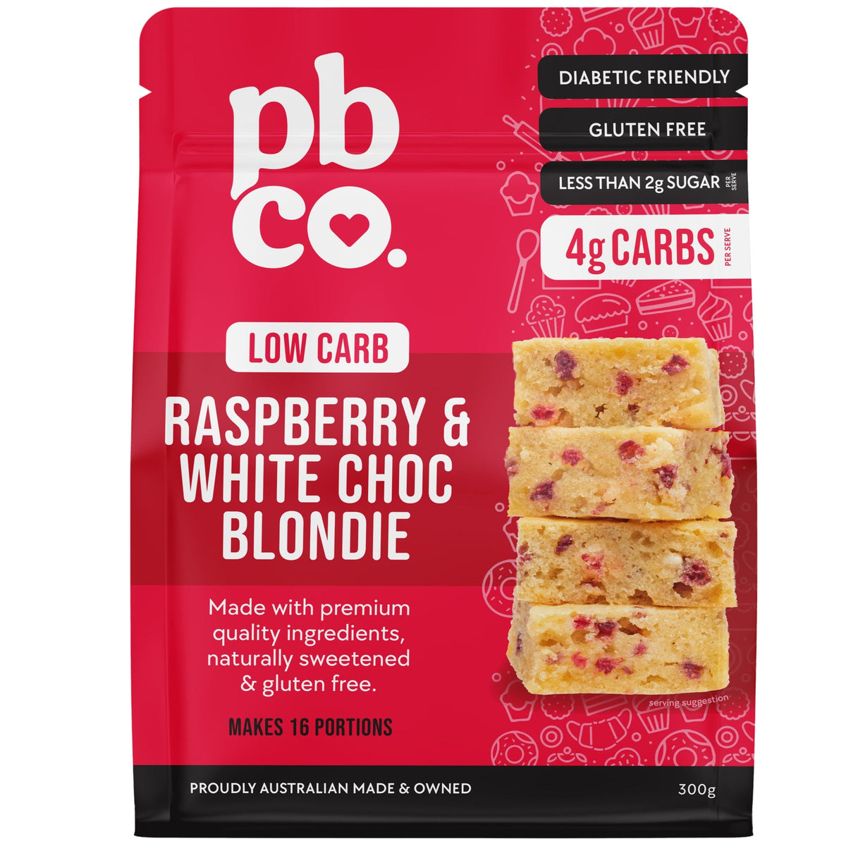 PBCo Raspberry & White Choc Blondie Low Carb