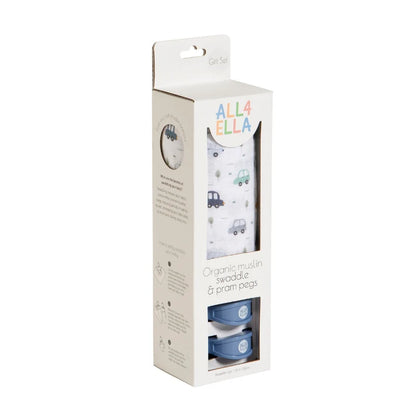 all4ella Muslin & 2 Pram Peg Gift Set