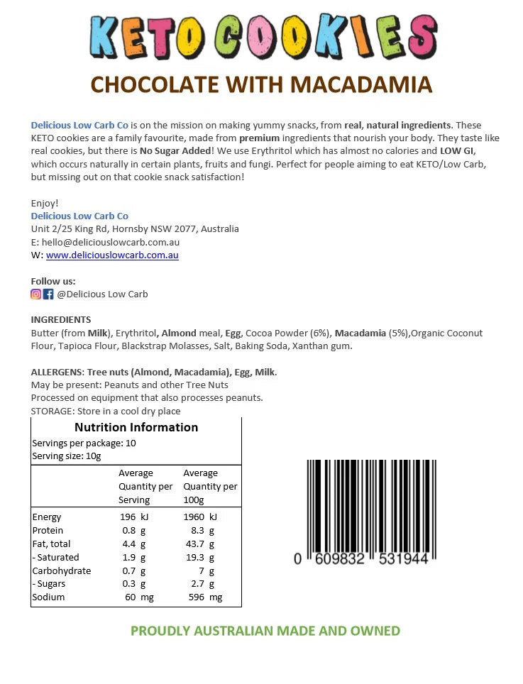 Delicious Low Carb Keto Cookies Chocolate Macadamia
