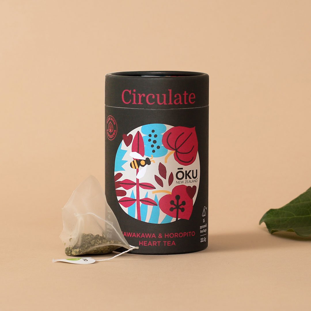 Oku New Zealand Circulate Kawakawa Hawthorn Tea