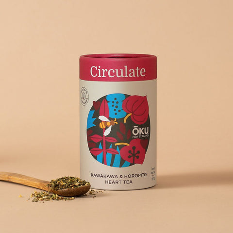 Oku New Zealand Circulate Kawakawa Hawthorn Tea