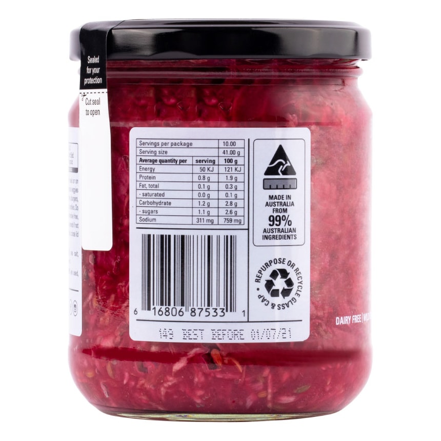 Kehoe's Organic Fennel & Garlic Red Cabbage Sauerkraut