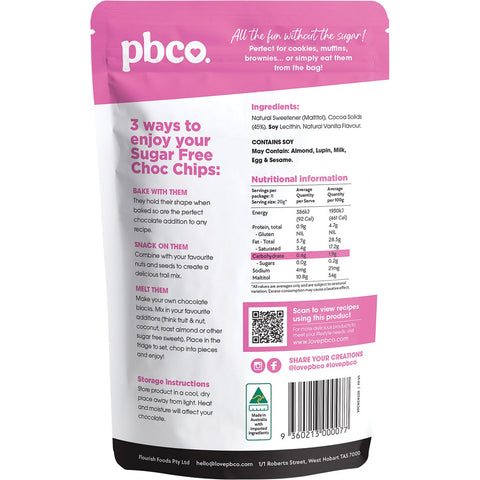 PBCo 98% Sugar Free Chocolate Chips