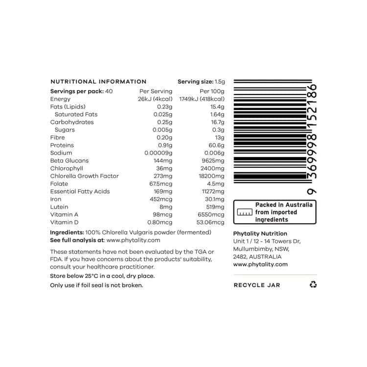 Phytality Fermented Chlorella Powder