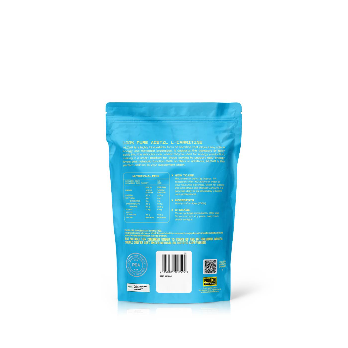 Protein Supplies Aust. Alcar (Acetyl L-Carnitine) Pure