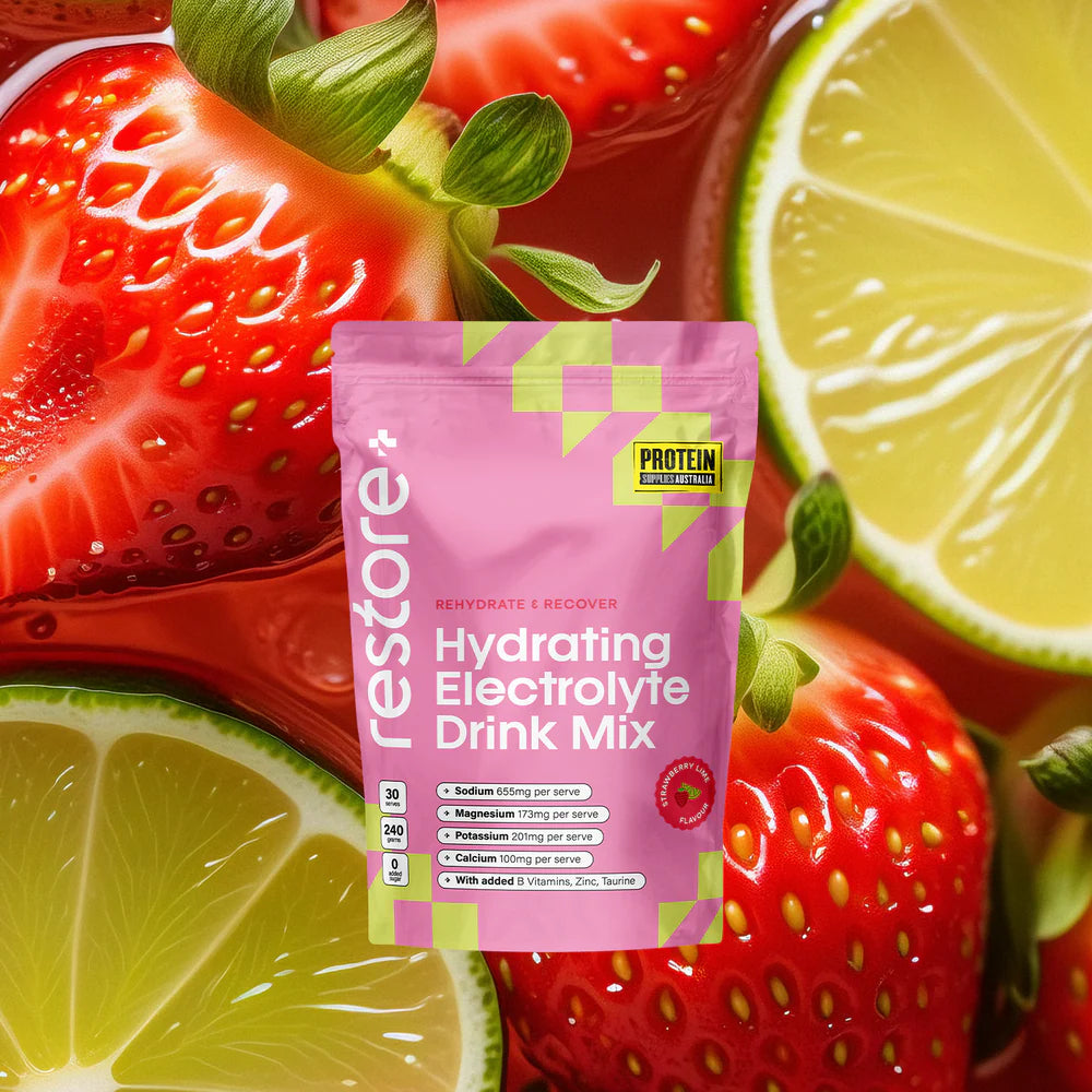 Protein Supplies Aust. Restore Electrolyte Drink Mix Strawberry & Lime