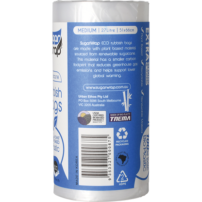 Sugarwrap Eco Rubbish Bags Made From Sugarcane Medium 27L