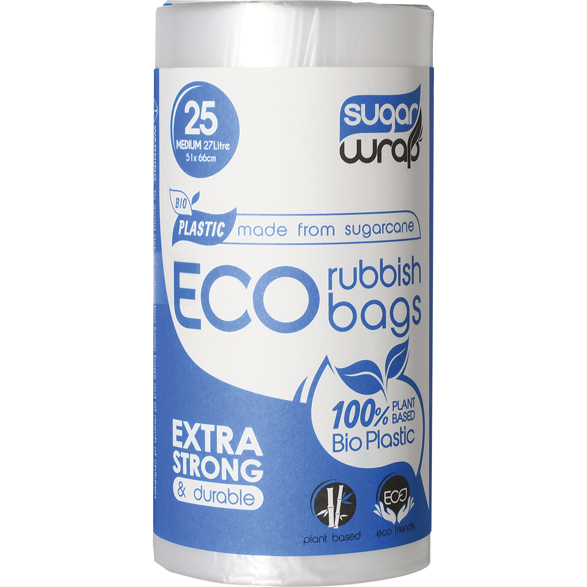 Sugarwrap Eco Rubbish Bags Made From Sugarcane Medium 27L