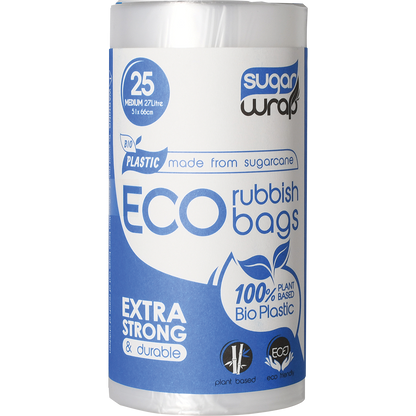 Sugarwrap Eco Rubbish Bags Made From Sugarcane Medium 27L