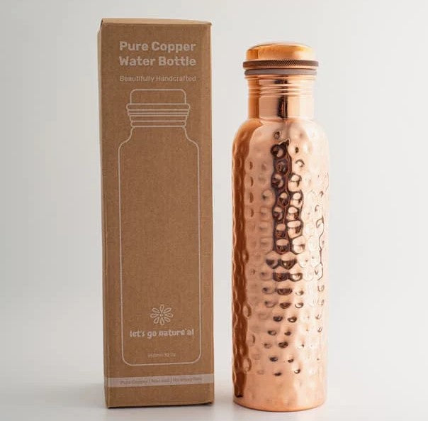 Goodly Gosh Copper Water Bottle Traditional Hammered (Simple Elegance)