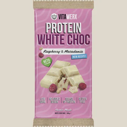 Vitawerx Protein White Choc Bar Raspberry & Macadamia