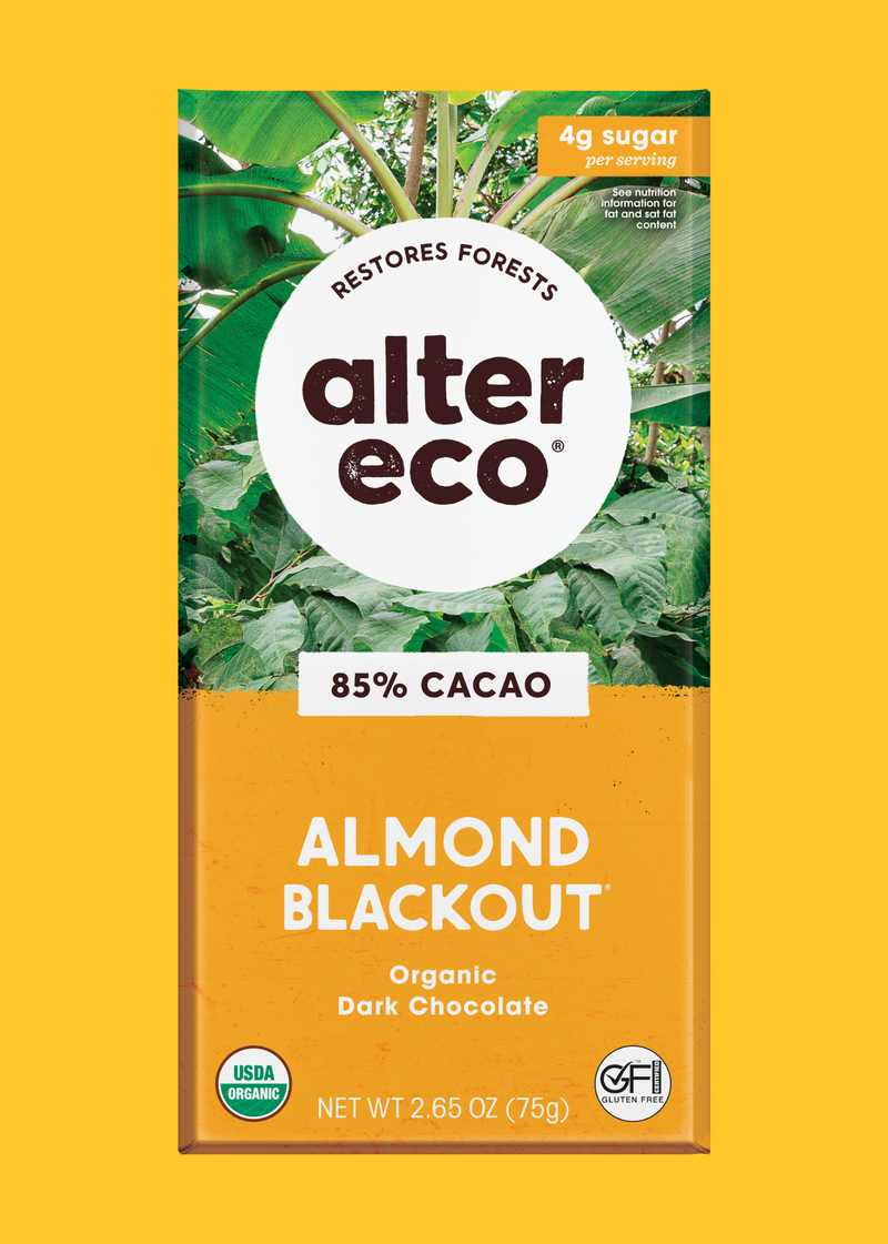 Alter Eco Organic Dark Almonds Blackout (85%) Chocolate