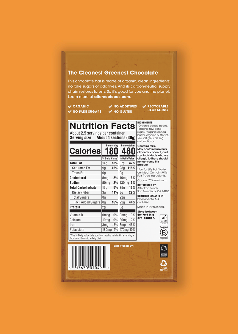 Alter Eco Organic Brown Butter (70%) Chocolate